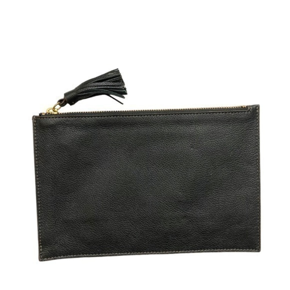Fossil Tara black leather tassel zipper clutch bag